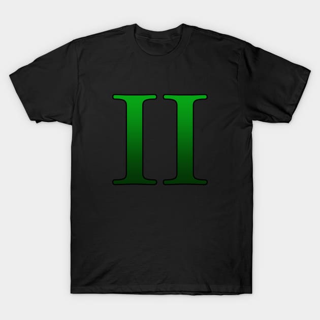 Green Roman Numeral 2 II T-Shirt by Numerica